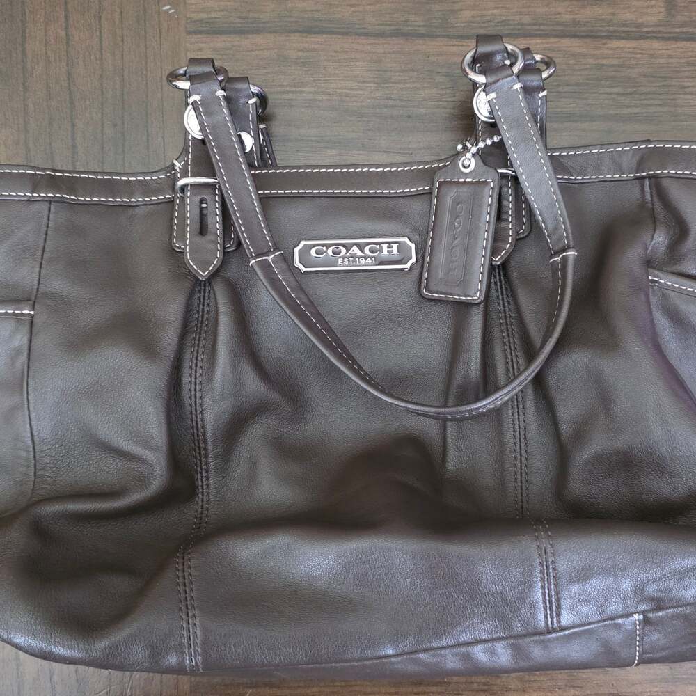 Coach Brown Leather East West Gallery Tote Bag F15147